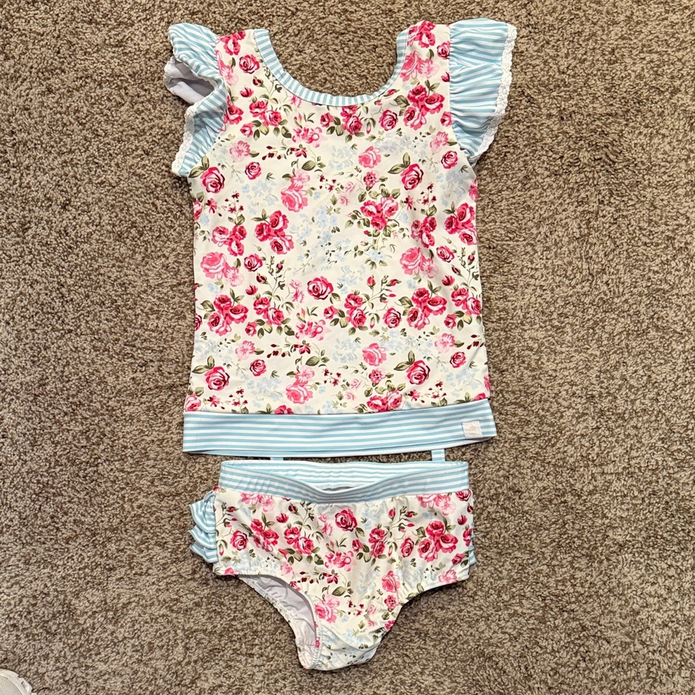 SweetHoney Blue and White Striped Swimsuit